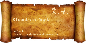 Klopstein Anett névjegykártya